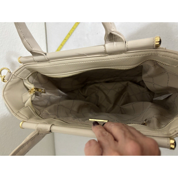 Steve Madden Faux Leather Tote Bag Beige Crossbody Convertible - Picture 7 of 11